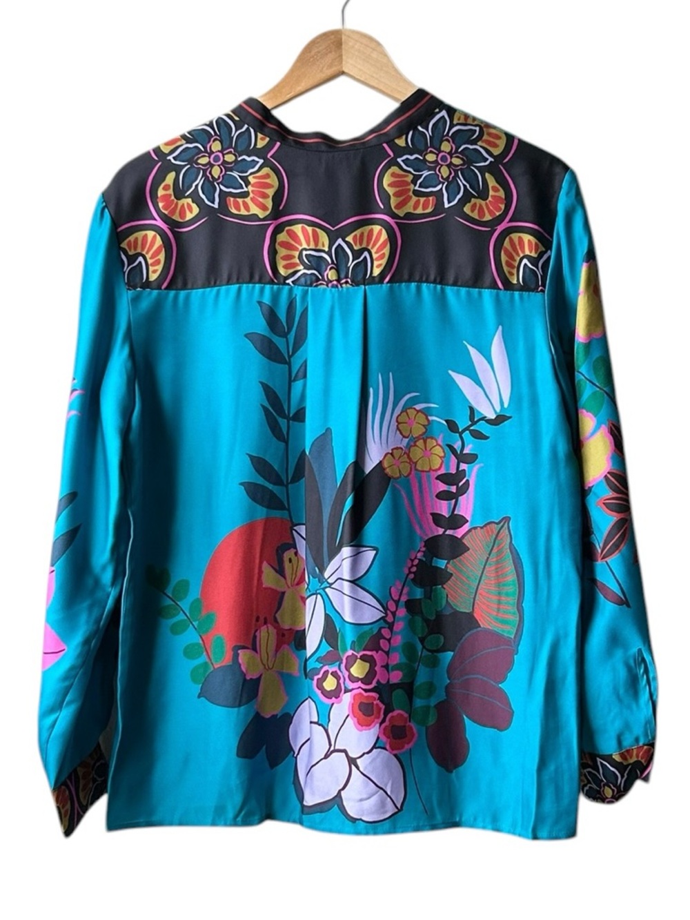 NWT Johnny Was Jade Blue Green JACQUELINE BUTTON DOWN SHIRT HOUSE OF FLORES Sz S - Picture 8 of 13